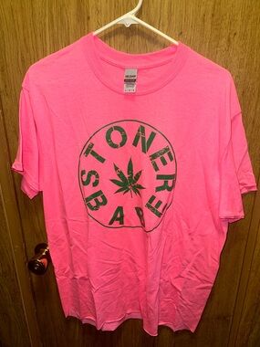 Custom Bright Pink Graphic Tee with Green Print